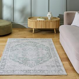 Habitat Vintage Effect Green Flatweave Rug - 160x230cm