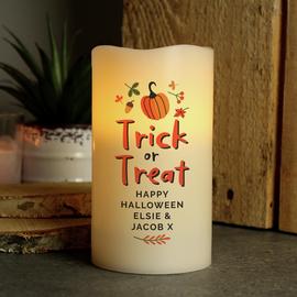 Personalised Trick Or Treat Led Candle