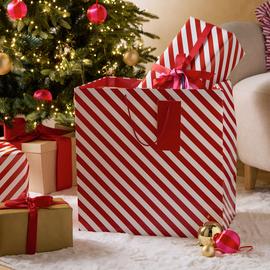 Argos Home Pack of 2 Red & White Stripe Large Gift Bags