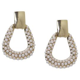 Liars & Lovers Gold Tone Pave Door Knocker Drop Earrings