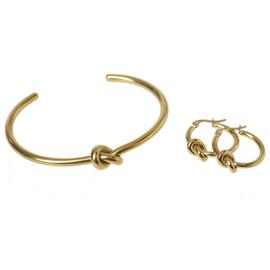 Liars & Lovers Gold Tone Knot Hoop Earrings and Bangle Set