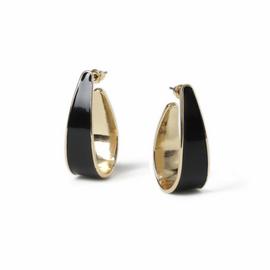 Freedom Black Enamel Oval Hoop Earrings
