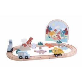 Chad Valley Wooden Dinosaur Themed Train Set With Storage