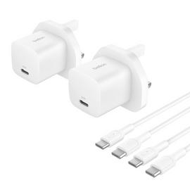 Belkin 25W USB-C Wall Charger & 1m USB-C Cable - Twin Pack