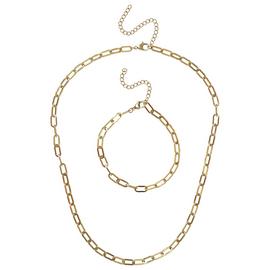 Liars & Lovers Gold Tone Paperlink Chain and Bracelet Set