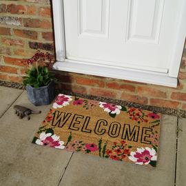 Primeur Mighty Mats Welcome Floral Natural Doormat - 60x40cm
