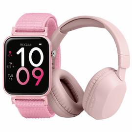 Tikkers Kids Pink Smart Watch And Over-Ear Headphone Set