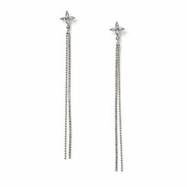 Freedom Silver Crystal Long Drop Earrings
