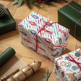 Argos Home Baubles & Nutcracker 3 Wrapping Paper With 6 Tags
