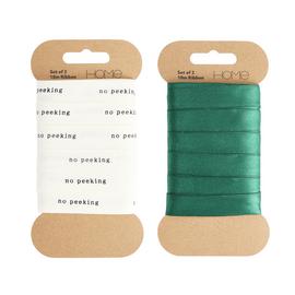 Argos Home Set of 2 Green Satin and No Peeking Ribbon