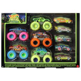 Hot Wheels Monster Trucks 10-Pack Glow-in-the-Dark Toy Cars