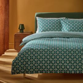 Habitat Geo Box Print Teal Bedding Set - Double