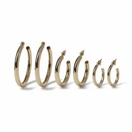 Freedom Gold Tone Tube Pack of 6 Hoop Earrings