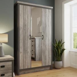 GFW Boston 3 Door Mirror Wardrobe - Slate Grey