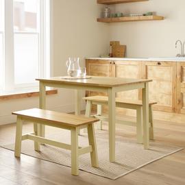 Argos Home Chicago Cream Dining Table & 2 Cream Benches
