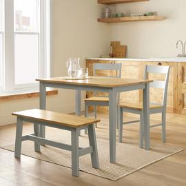 Argos Home Chicago Grey Dining Table, 1 Bench & 2 Chairs