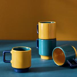 Habitat Colour Block Set of 4 Stoneware Stacking Mugs