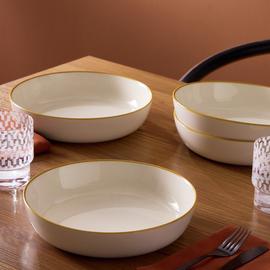 Argos Home Mustard Rim 4 Piece Stoneware Pasta Bowls