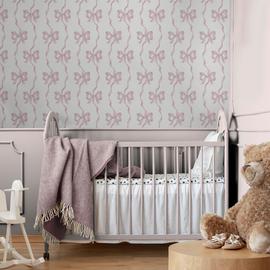 Cath Kidston Ribbon Bow Pink Wallpaper