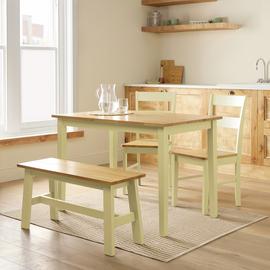 Argos Home Chicago Cream Dining Table, 1 Bench & 2 Chairs