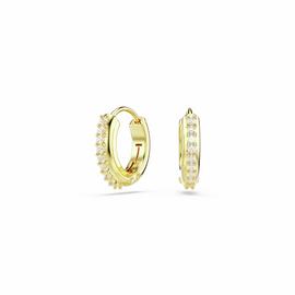 Swarovski Gold Tone Plated Crystal Matrix Mini Hoop Earrings
