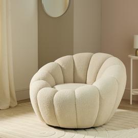 Argos Home Zarah Boucle Swivel Chair - Natural