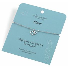 Hot Diamonds Sterling Silver Sister Heart Charm Bracelet