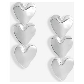 Lipsy Silver Polished Molten Triple Heart Drop Earrings