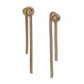 Freedom Gold Knot Snake Chain Long Drop Earrings