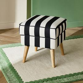 Habitat Callie Fabric Footstool - Black & White