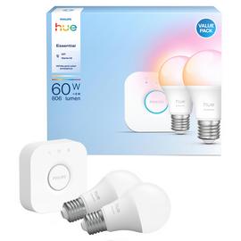 Philips Hue Essential E27 8W Smart Light Bulb - Pack of 2