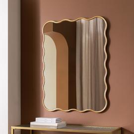 Habitat Gold Coloured Wavy Wall Mirror - 96x71cm