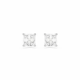 Swarovski Rhodium Plated Square Crystal Stilla Stud Earrings