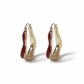 Freedom Gold Enamel Wave Hoop Earrings