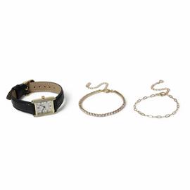 Liars & Lovers Gold Dial Black Strap Watch and Bracelet Set