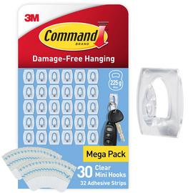 Command Mini Clear Hook - Pack of 30