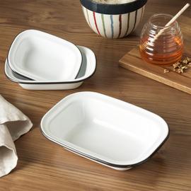 Argos Home 3 Pc Enamel Carbon Steel Pie Dish - Black & White