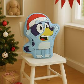 Bluey Christmas Shaped Cushion - Blue - 40x30cm