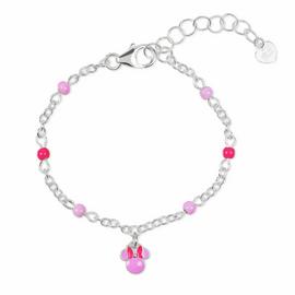 Disney Sterling Silver Minnie Mouse Pink Charm Bracelet