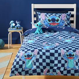 Disney Stitch Checkerboard Blue Kids Bedding Set - Single