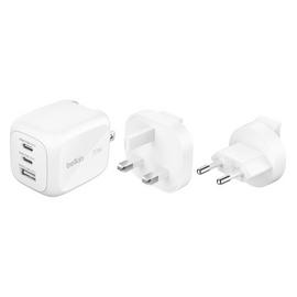 Belkin 3-Port 70W GaN Wall Charger with Plug Tips - White