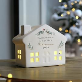 Personalised Message Christmas Leaves Led House
