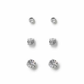 Uncommon Souls Men's Crystal Pack Of 3 Stud Earrings