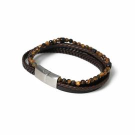 Uncommon Souls Men's Leather N Bead Wristwear Bracelet