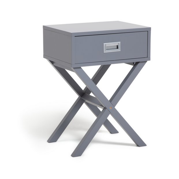 Grey metal deals bedside table