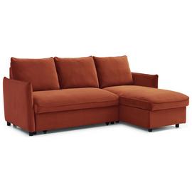 Kyoto Ruben Velvet Corner Sofa Bed - Burnt Orange