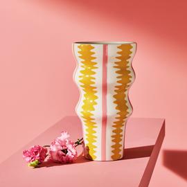 Habitat Stripe Flared Ceramic Pink & Yellow Vase