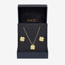 Inicio 14K Gold Plated and Cubic Zirconia Clover Set