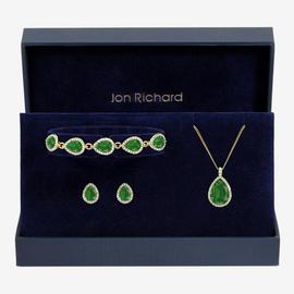 Jon Richard Gold Plated Emerald Pear Drop Set