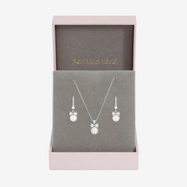 Jon Richard Crystal Bow Pearl Drop Pendant and Earring Set
